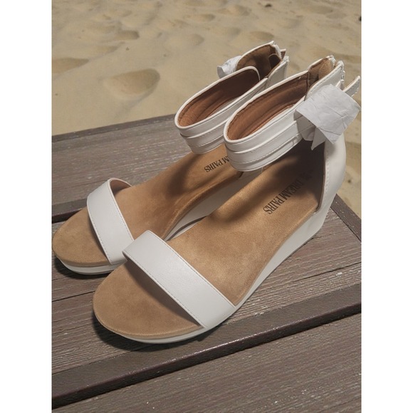 Dream Pairs White Wedge‎ Sandals Women's Ankle Strap Zip Closure Comfort Size 9 - Picture 6 of 7